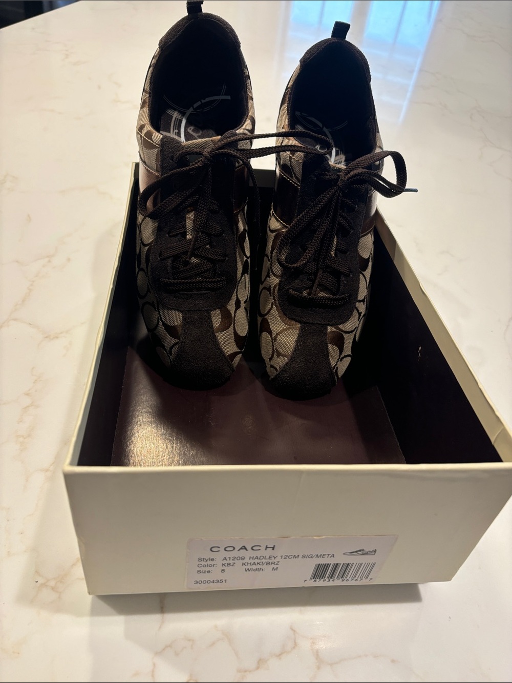 Coach Women's Brown Logo Canvas Lace-Up Sneakers